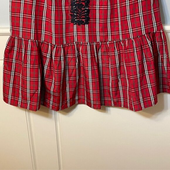 J. Marie Ruffle Neck Plaid Embroidered Tiered Mini Dress Red & Black NWT XS - Picture 4 of 10